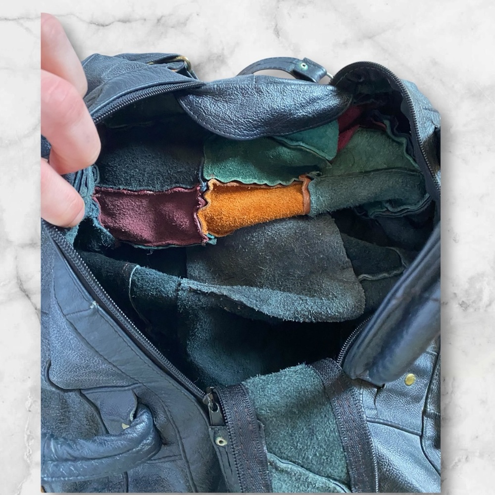 Patchwork Leather Duffel Bag Great Condition - image 6